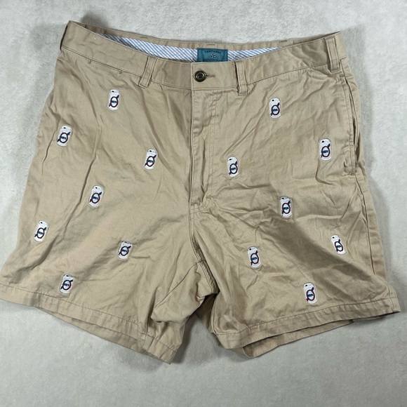 Men's Castaway Nantucket Size 35 Embroidered Beer Chino Shorts C13 - Picture 1 of 10